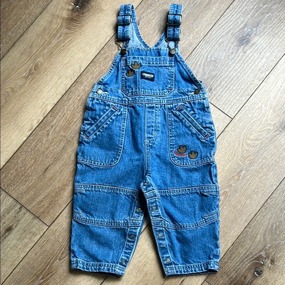 Oshkosh B'gosh Overalls Toddler 18 Months Denim Dinosaur 100% Cotton